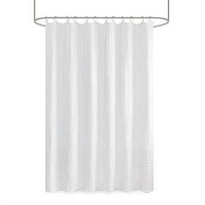 NEW OLLIIX arlo super waffle texture solid shower curtain in white